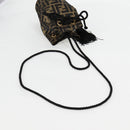 FENDI Zucca Canvas Shoulder Bag Black Brown Auth 120527AM-7