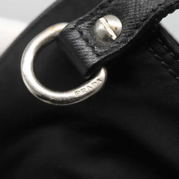 PRADA Butterfly Shoulder Bag Nylon Black Silver Auth 120559