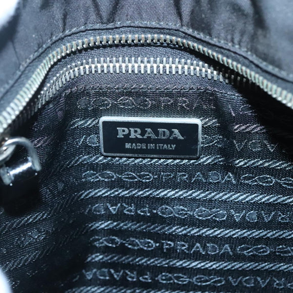 PRADA Butterfly Shoulder Bag Nylon Black Silver Auth 120559
