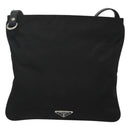 PRADA Butterfly Shoulder Bag Nylon Black Silver Auth 120559-2