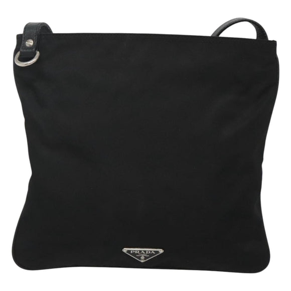 PRADA Butterfly Shoulder Bag Nylon Black Silver Auth 120559