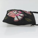 PRADA Butterfly Shoulder Bag Nylon Black Silver Auth 120559-3