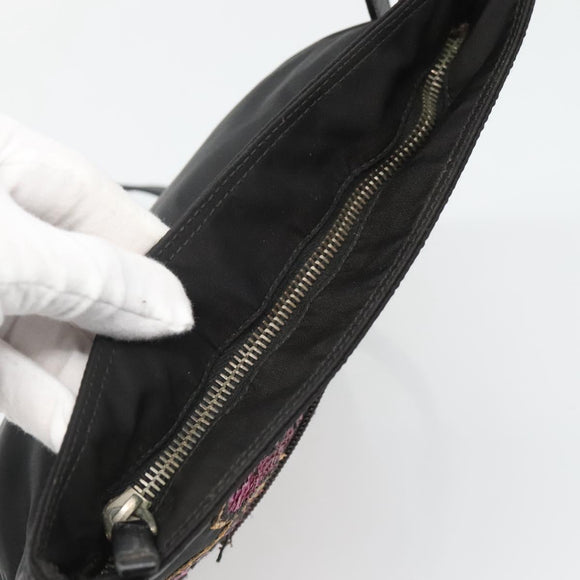 PRADA Butterfly Shoulder Bag Nylon Black Silver Auth 120559