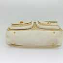 Miu Miu Hand Bag Leather Straw 2way Beige Gold Auth 120561-5