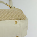 Miu Miu Hand Bag Leather Straw 2way Beige Gold Auth 120561-17