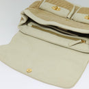 Miu Miu Hand Bag Leather Straw 2way Beige Gold Auth 120561-18