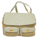 Miu Miu Hand Bag Leather Straw 2way Beige Gold Auth 120561-13