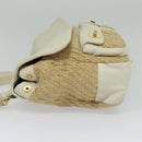 Miu Miu Hand Bag Leather Straw 2way Beige Gold Auth 120561-3