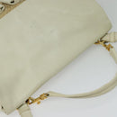 Miu Miu Hand Bag Leather Straw 2way Beige Gold Auth 120561-6