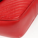 CELINE Shoulder Bag Leather Red Gold Auth 120568-10