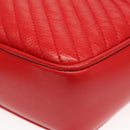 CELINE Shoulder Bag Leather Red Gold Auth 120568-11