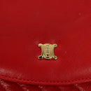 CELINE Shoulder Bag Leather Red Gold Auth 120568-14