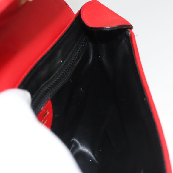 CELINE Shoulder Bag Leather Red Gold Auth 120568