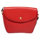 CELINE Shoulder Bag Leather Red Gold Auth 120568-2
