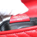 CELINE Shoulder Bag Leather Red Gold Auth 120568-22