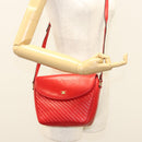 CELINE Shoulder Bag Leather Red Gold Auth 120568-23