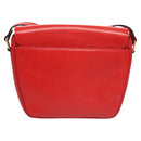 CELINE Shoulder Bag Leather Red Gold Auth 120568-3