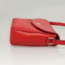 CELINE Shoulder Bag Leather Red Gold Auth 120568-4