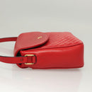 CELINE Shoulder Bag Leather Red Gold Auth 120568-5