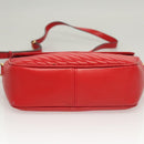 CELINE Shoulder Bag Leather Red Gold Auth 120568-9