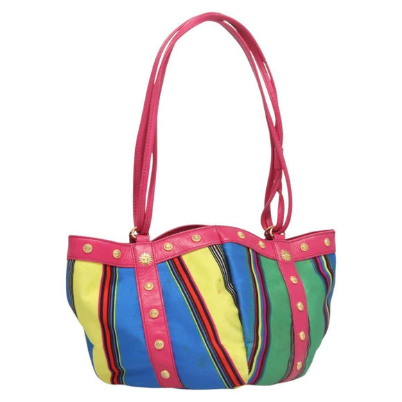 Gianni Versace Shoulder Bag Canvas Pink Gold Auth 120571