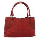 GUCCI GG Canvas Hand Bag Red Silver 113015 Auth 120586-1