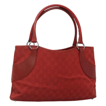GUCCI GG Canvas Hand Bag Red Silver 113015 Auth 120586