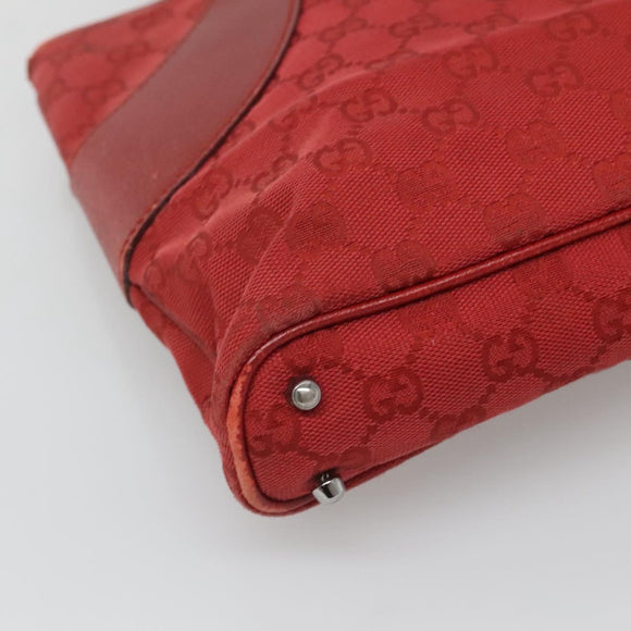 GUCCI GG Canvas Hand Bag Red Silver 113015 Auth 120586