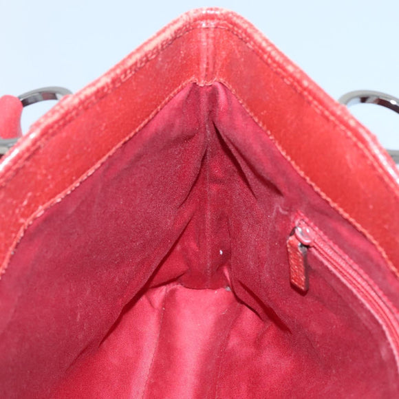 GUCCI GG Canvas Hand Bag Red Silver 113015 Auth 120586