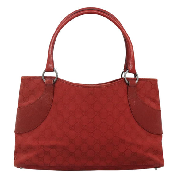 GUCCI GG Canvas Hand Bag Red Silver 113015 Auth 120586