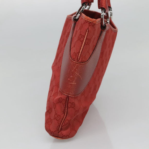 GUCCI GG Canvas Hand Bag Red Silver 113015 Auth 120586