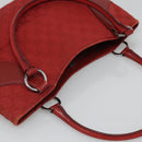 GUCCI GG Canvas Hand Bag Red Silver 113015 Auth 120586-6