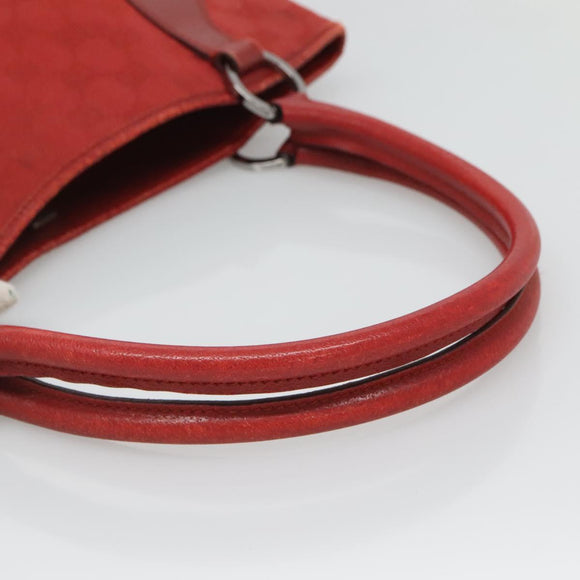GUCCI GG Canvas Hand Bag Red Silver 113015 Auth 120586