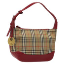 BURBERRY Nova Check Shoulder Bag Canvas Beige Gold Auth 120590-1