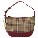 BURBERRY Nova Check Shoulder Bag Canvas Beige Gold Auth 120590-13