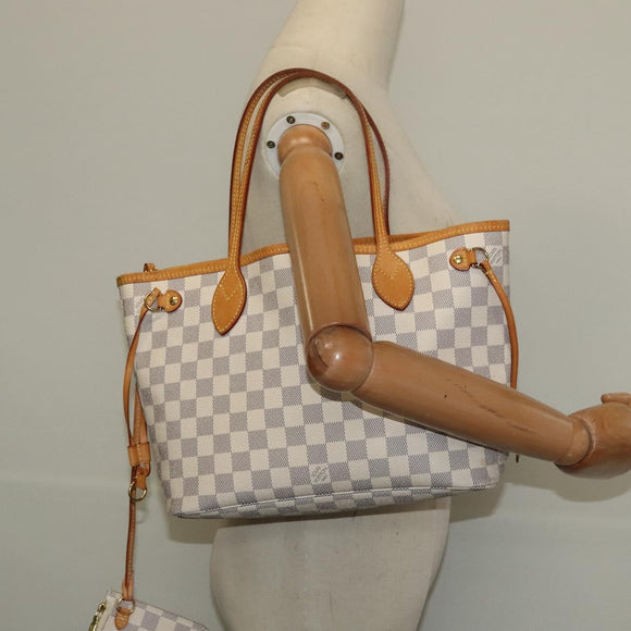 LOUIS VUITTON Damier Azur Neverfull PM Tragetasche N41362 LV Auth 120593