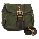PRADA Shoulder Bag Nylon Khaki Gold Auth 120599-1