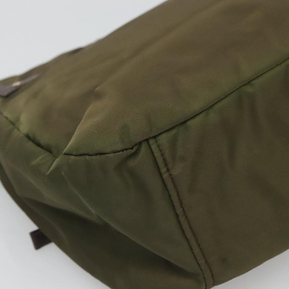 PRADA Shoulder Bag Nylon Khaki Gold Auth 120599
