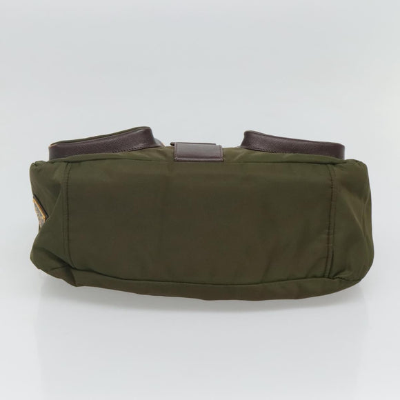 PRADA Shoulder Bag Nylon Khaki Gold Auth 120599