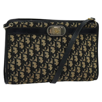 Christian Dior Trotter Canvas Shoulder Bag Navy Gold Auth 120603