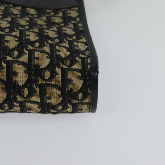 Christian Dior Trotter Canvas Shoulder Bag Navy Gold Auth 120603