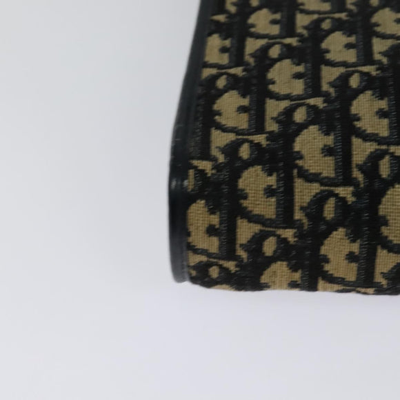 Christian Dior Trotter Canvas Shoulder Bag Navy Gold Auth 120603