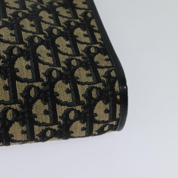 Christian Dior Trotter Canvas Shoulder Bag Navy Gold Auth 120603