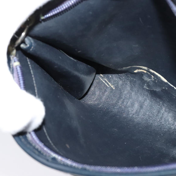 Christian Dior Trotter Canvas Shoulder Bag Navy Gold Auth 120603