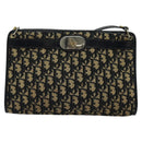 Christian Dior Trotter Canvas Shoulder Bag Navy Gold Auth 120603-13