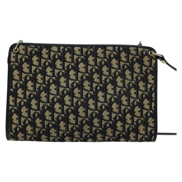 Christian Dior Trotter Canvas Shoulder Bag Navy Gold Auth 120603 - 0