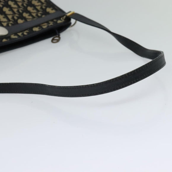Christian Dior Trotter Canvas Shoulder Bag Navy Gold Auth 120603