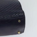 BALLY Hand Bag Leather 2way Navy Gold Auth 120604-16