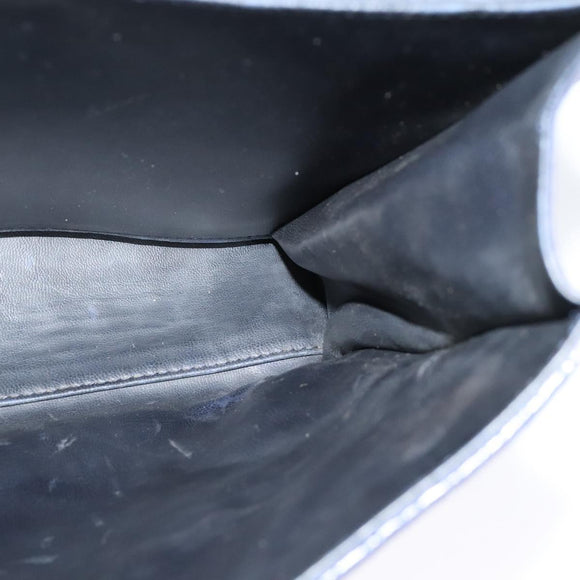 BALLY Hand Bag Leather 2way Navy Gold Auth 120604