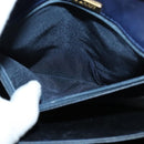 BALLY Hand Bag Leather 2way Navy Gold Auth 120604-12